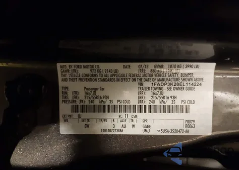 2014 Ford Focus Se z USA, uszkodzony, nr VIN 1FADP3K28EL114224